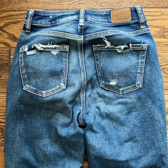 American Eagle High waisted ripped denim Jeans size 0 C17 - Picture 7 of 7
